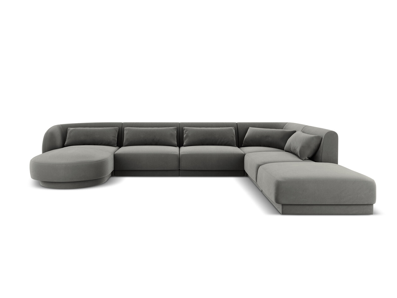 Coltar panoramic dreapta 6 locuri, Tulum, Cosmopolitan Design, 330x255x70 cm, catifea, gri deschis - imagine 6
